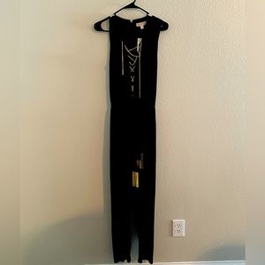 NWT Michael Kors black jumpsuit with gold chain detailing